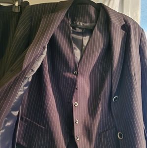3pc black and white pinstriped suit